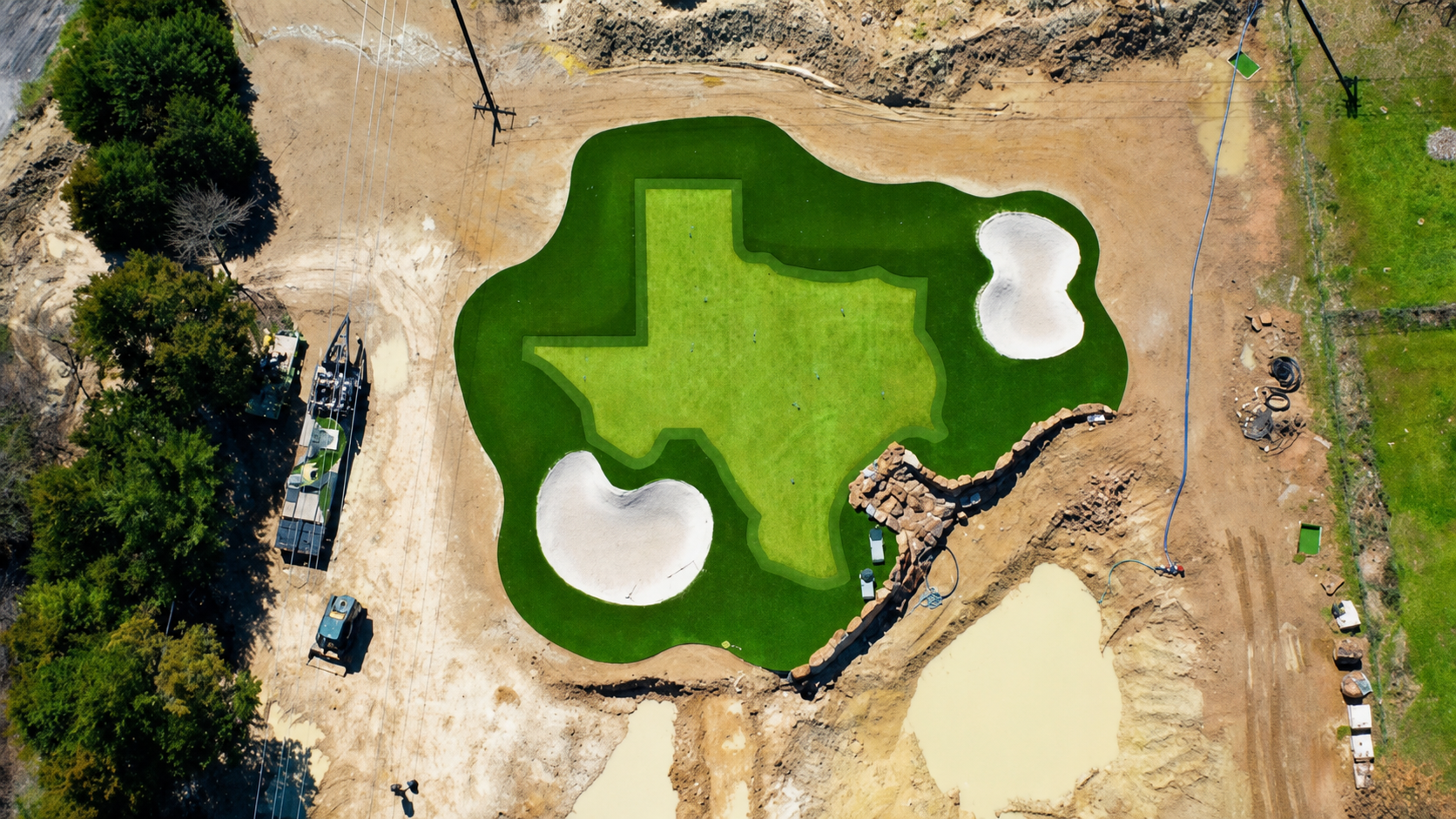 Turf installation with sport court and landscaping