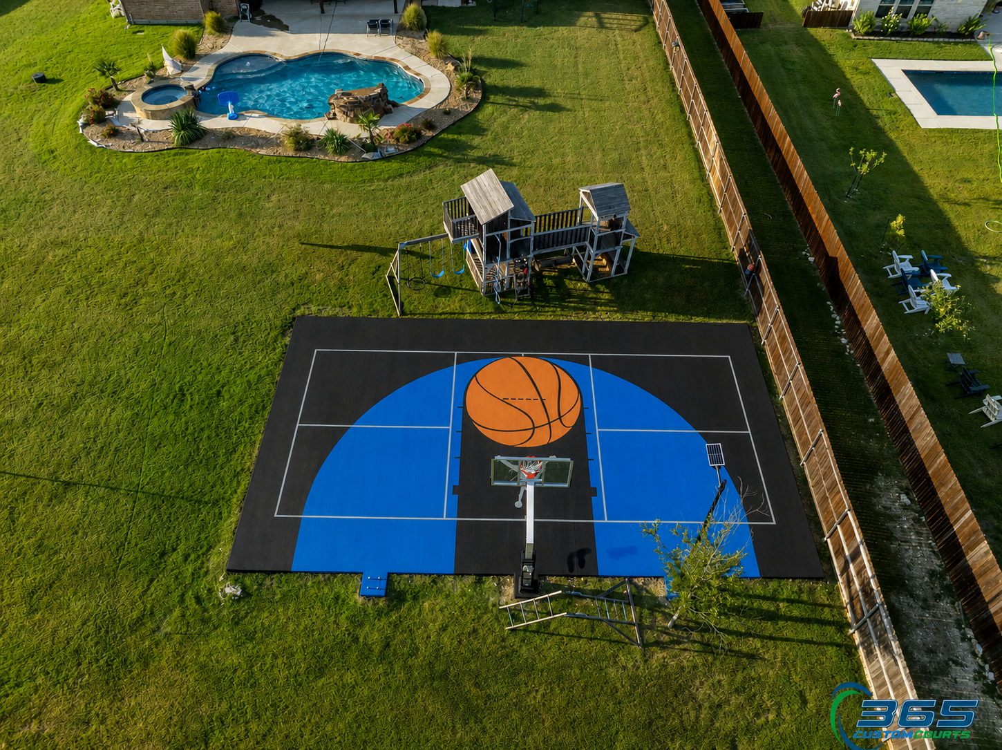 Custom basketball court with basketball logo design