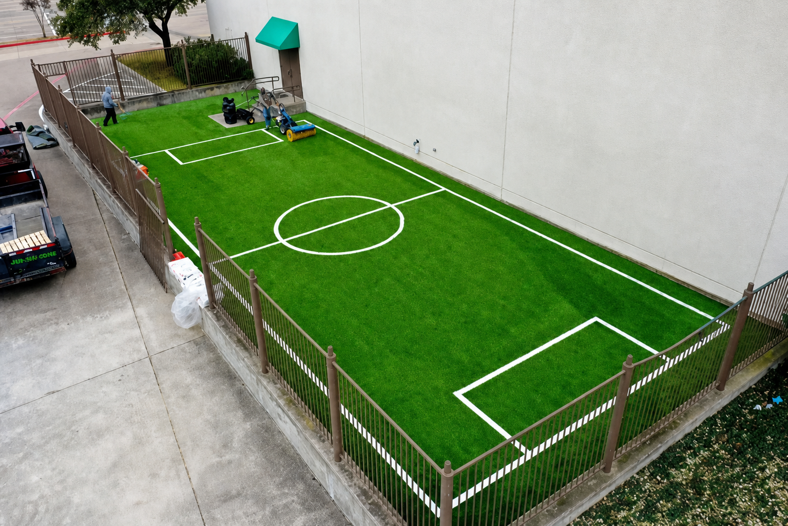 Mini soccer field with turf
